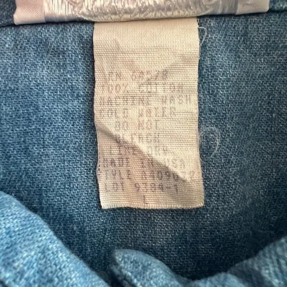 Vintage Women's Denim & black stretch button down top, Size Large - Picture 6 of 6